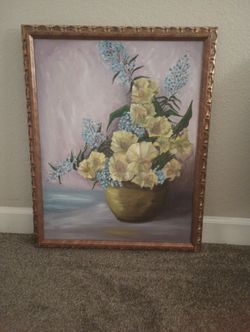 OIL PAINTING ON CANVAS GILD GOLD WOOD FRAME 31" X 25"