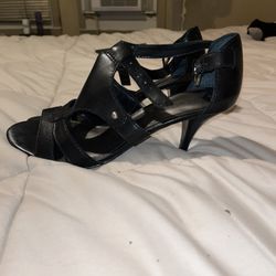 Women’s Black Open-Toed Sandal Heels From Nine West Size 8.5 (8 1/2)