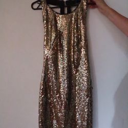 Shimmery Sequence Gold Dress
