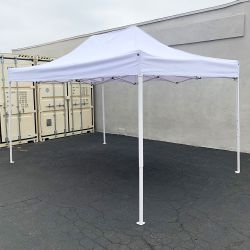 $145 (New) Heavy-duty 10x15 ft outdoor ez pop up canopy party tent instant shades w/ carry bag (white, blue)