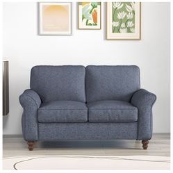 Bonzy Home 57" Loveseat Sofa, 2 Seater Upholstered Comfy Sofa Couch for Small Space, Living Room, Apartment, Office, Blue