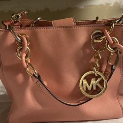 Michael Kors Pink Tote Leather Handbag W/ Gold Hardware