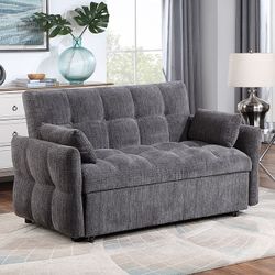 Brand New Gray  Futon Plush Sofa Pull-out Sleeper 