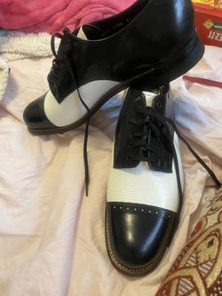 Men Stacy Adams Shoes Madison White And Black Cap Toe Other And Snake Skin Size 8.5 D