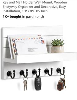 Key and Mail Holder Wall Mount, Wooden Entryway Organizer and Decorative, Easy Installation, 10*3.8*