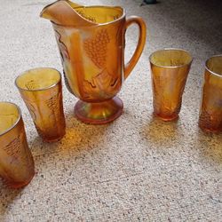 Indiana Glass Harvest Grape Tumblers And Picture