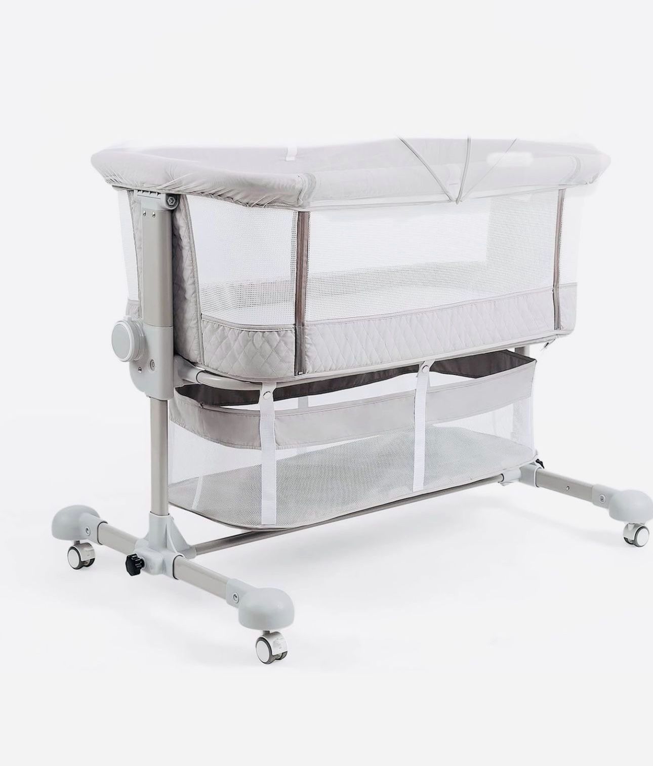 Maydolly Baby Bassinets Bedside Sleeper, Bedside Crib 3 in 1 Adjustable Travel Baby Bed with Breathable Net and Mattress, Easy Folding Portable Bassin
