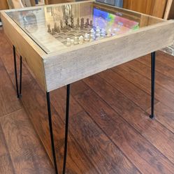 Rustic Chess and Checkers Table