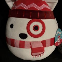 Brand new target squish, mellow Plush toy, bull’s-eye dog winter edition