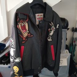 Vintage Looney Tunes Original 100% Leather Jacket In Great Condition