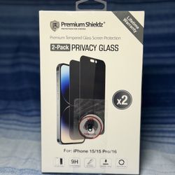 2 Pack Privacy Glass iPhone 15/15pro/16
