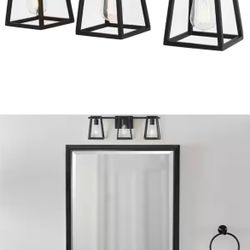 New Vanity Light Hazel Heights 24 in. 3-Light Black Rustic Farmhouse Bathroom