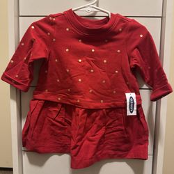 NWT Old Navy Red Long Sleeve Dress, 3-6 Months 