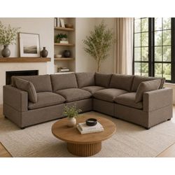 Albany Park Kova Pillow Cushion Corner Sectional | Hazelnut Bouclé Modular Sofa Delivery Available (Copy)