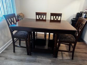 Ashley furniture Dark Wood Counter Height Dining Table with 4 Chairs
