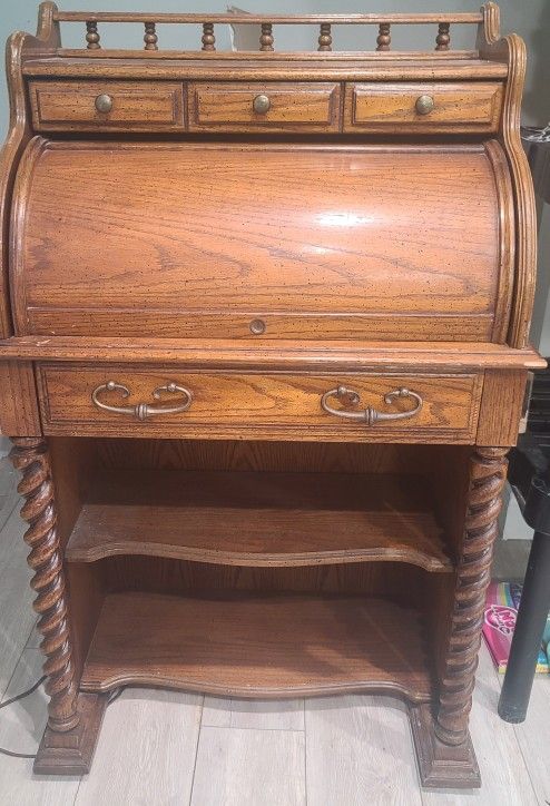 Vintage 1960s ROLL TOP SECRETARY DESK