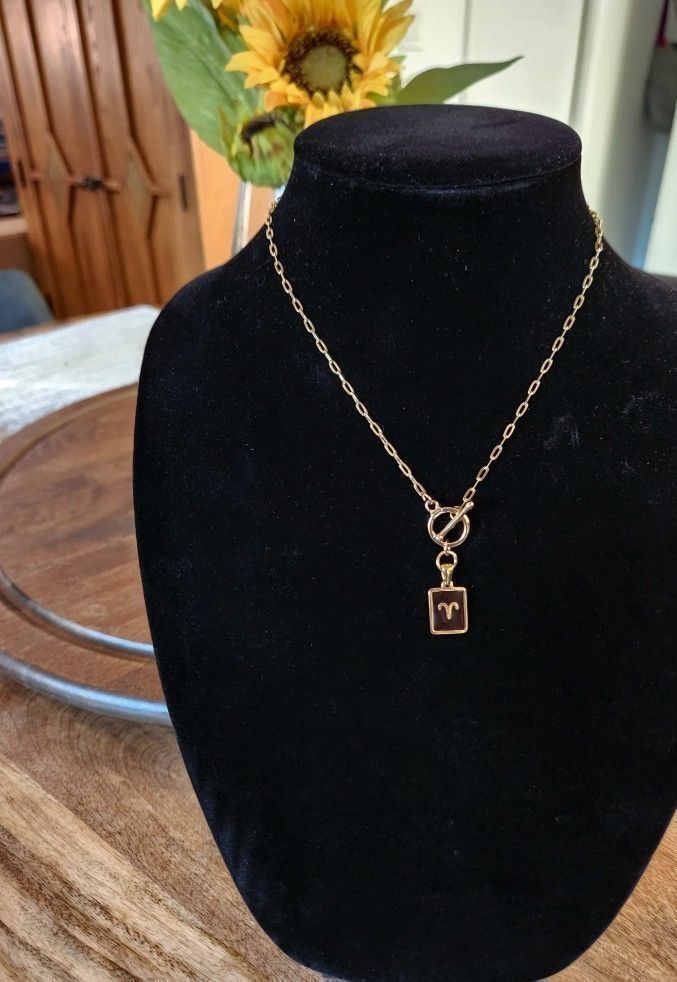 Aries Zodiac Gold Toggle Necklace