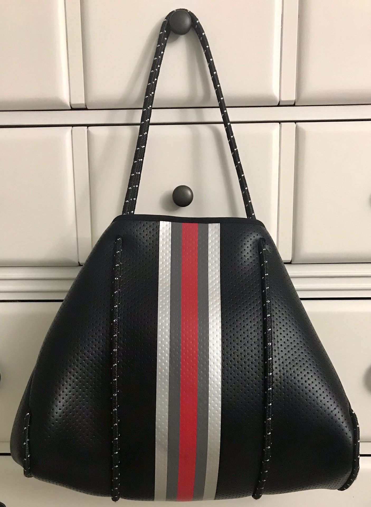 Black & Red Striped Tote Purse