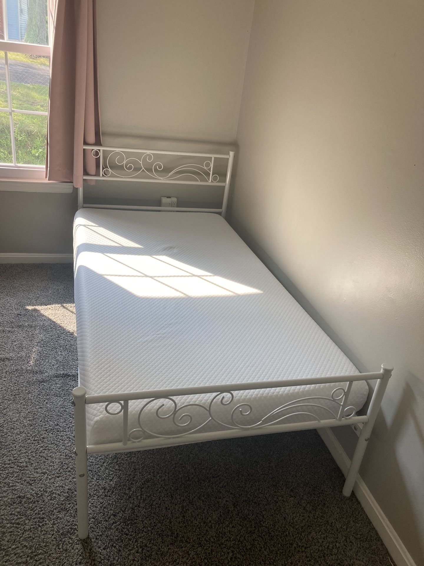 White Twin Size Platform Bed