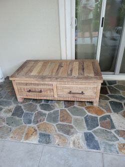 Rustic Wood Coffee Table with Drawers