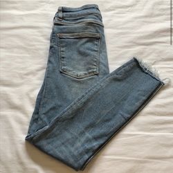 women’s zara medium wash distressed skinny denim jeans