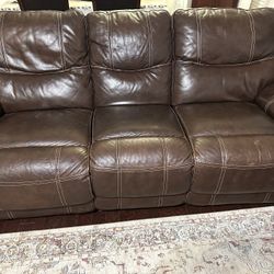 Leather Recliner - Brown Sofa