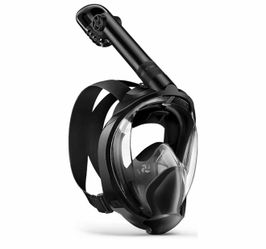 Full Face Snorkel Mask for Adults or children , 180° Panoramic Anti-Fog Snorkeling Gear with Dry Top System & Camera Mount, Foldable Anti-Leak Design 