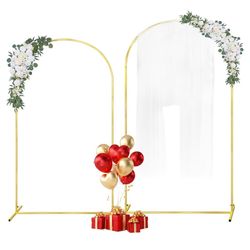 GILPWA 7.2ft,6.6ft Set Of 2 Gold Metal Wedding Arch Backdrop Stands