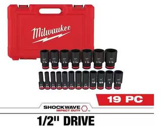 SHOCKWAVE 1/2 in. Drive SAE 6 Point Impact Socket Set (19-Piece) (