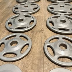 Hampton Olympic Weight Plates Full Set 45s new The Rest In New Condition (reconditioned) 245 lbs