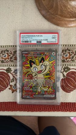 Pokémon MEOWTH ex SIR #121 PSA 9