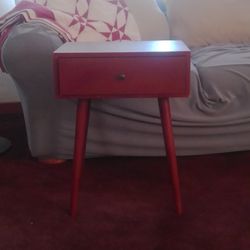 Mid Century Walnut Side Table with Drawer