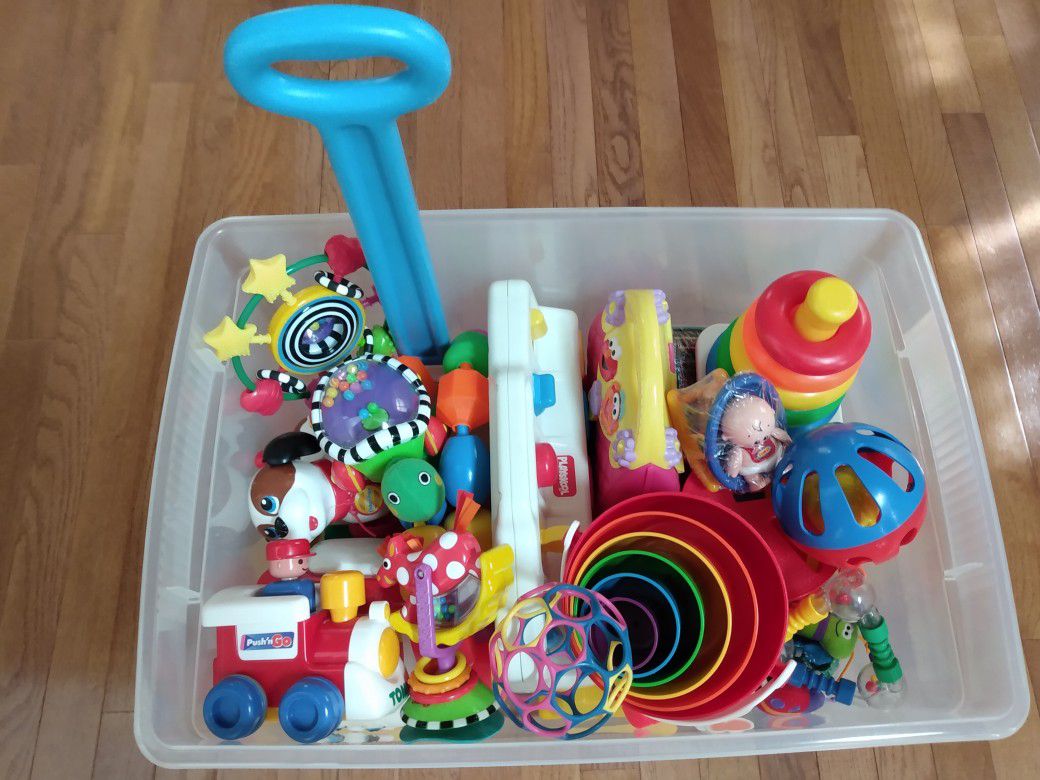 lot of baby and toddler toys