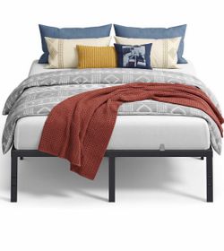 Queen Metal Bed Frame, 16 Inches Tall, 1100 lb Weight Capacity Heavy-Duty Platform Bed, No Box Spring Needed, Under-Bed Storage, Mattress Retainers, E