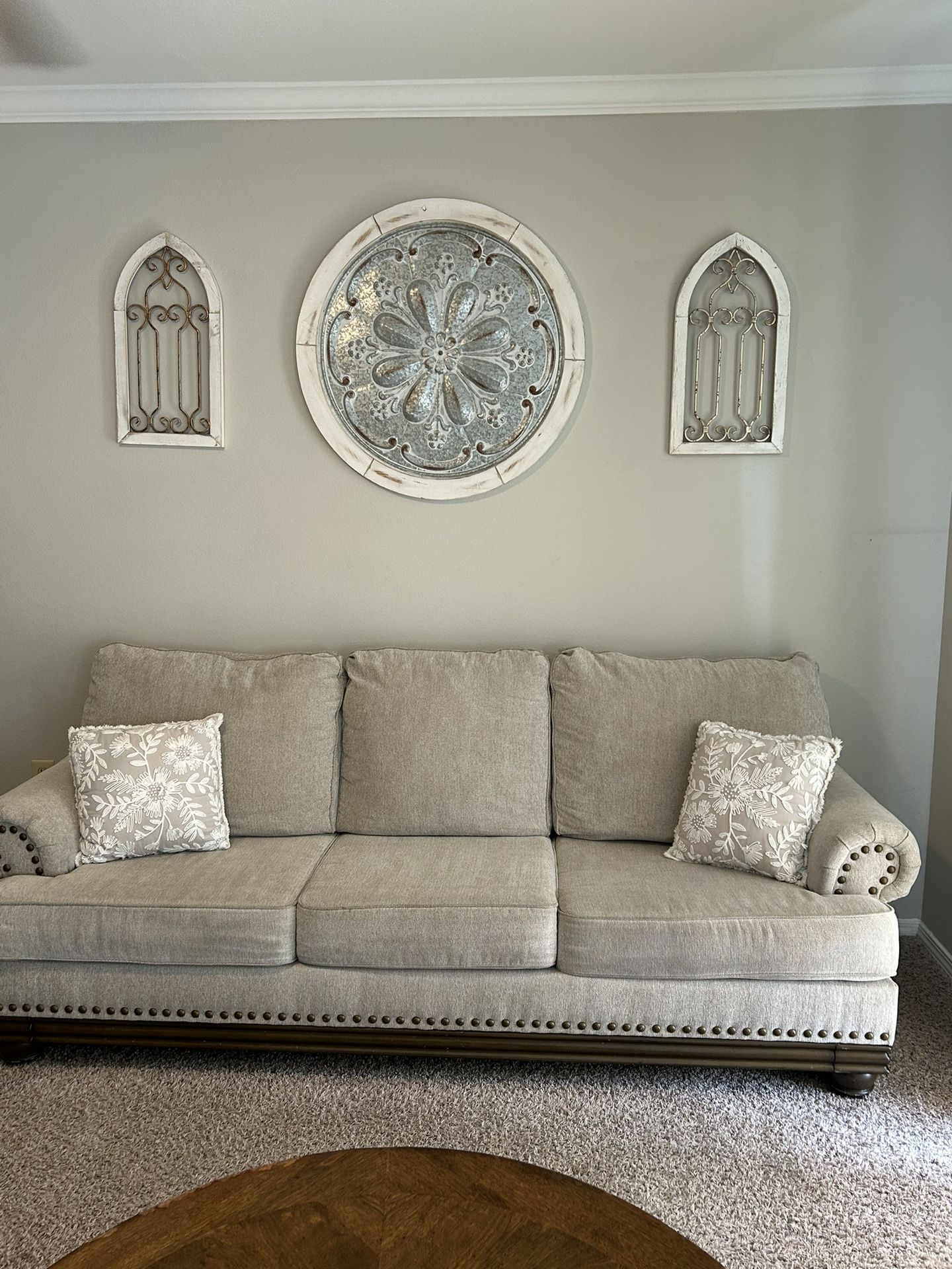 Beige sofa couch only two years old moving $100