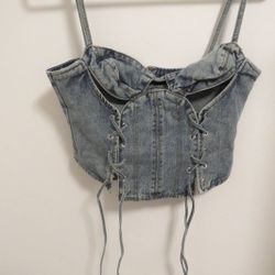 PLT LACE UP DENIM CORSET