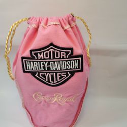 Custom Pink Crown Royal Bag w/ Harley Davidson Patch