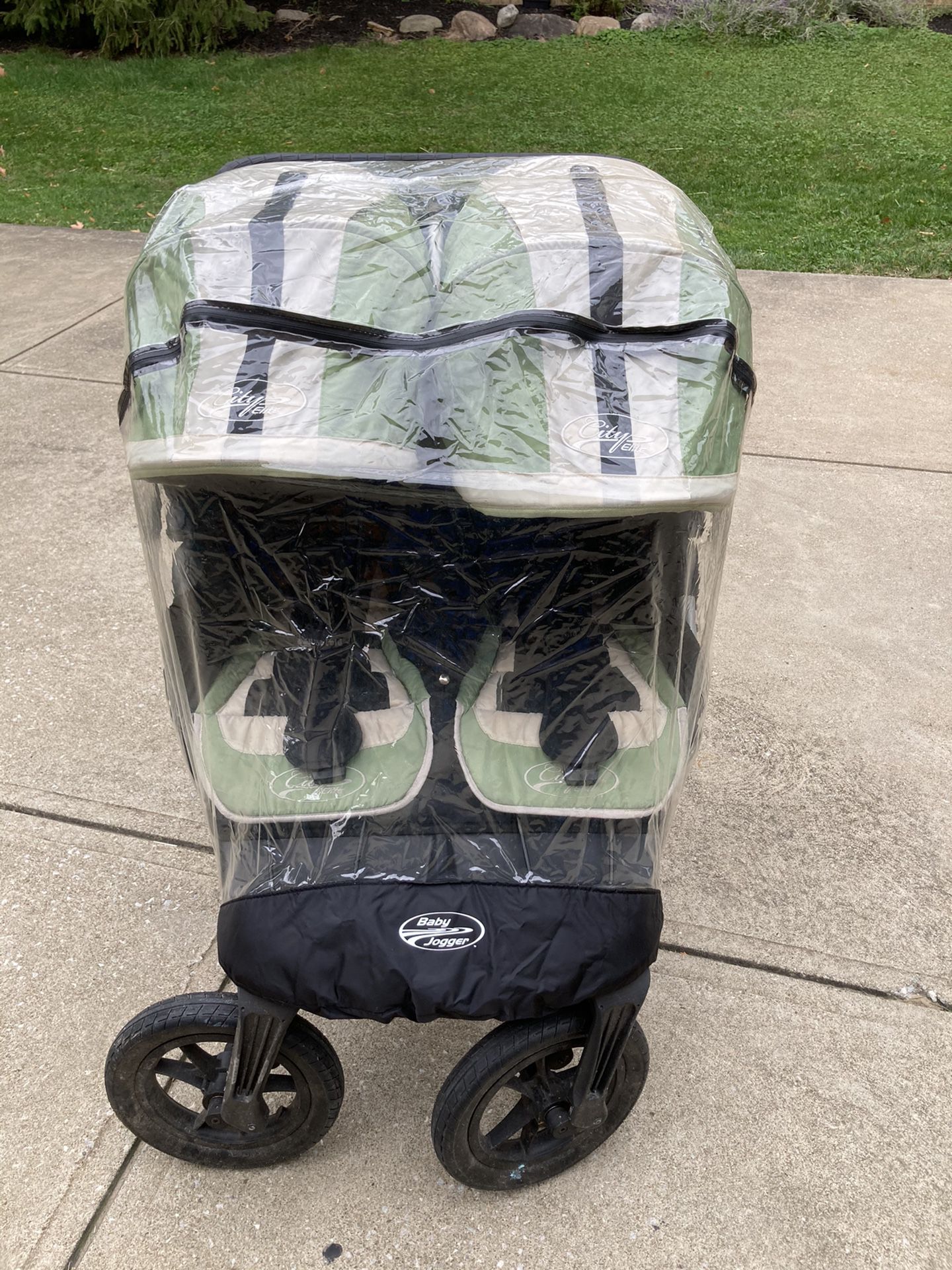 Baby Jogger City Elite double stroller w/ Rain Cover