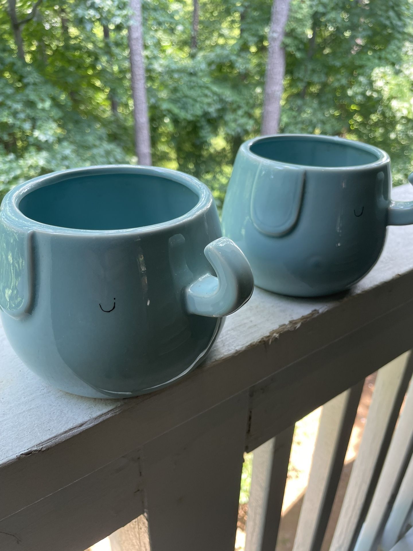 $15 | Set Of 2 Ceramic Planters | Elephant Face Pot | Cache Pot | Fits 4” Nursery Pots