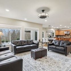 Espresso Brown Leather Couches 