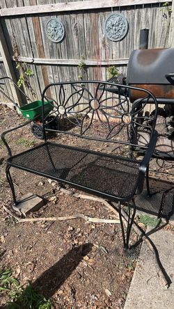 Black Wrought Iron Outdoor Glider Bench