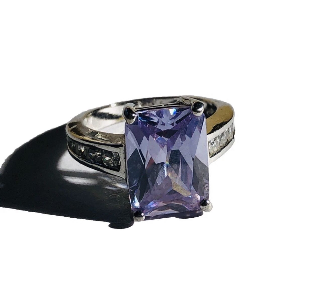 Lavender Amethyst Ring Square Trillion Cut Size 9