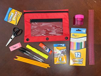 School supplies set with pencil bag