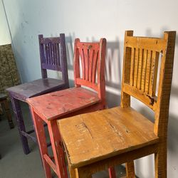 Vintage Wooden Painted Bar Stools 