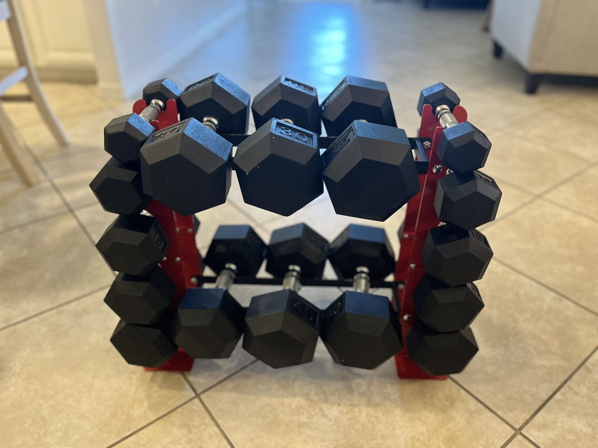 Set Dumbells with Rack ALL BRAND NEW IN BOX 360 lbs  Set (5/10/15/20/25/30/35/40) Rack Capacity 450 lbs