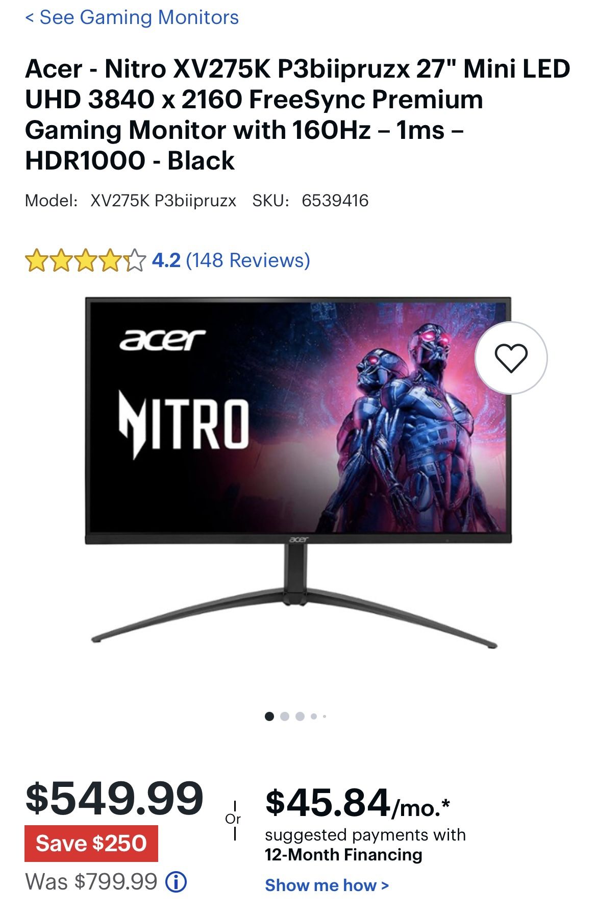Acer - Nitro XV275K 27" Mini LED