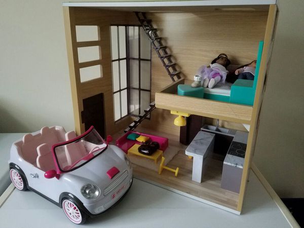 Dollhouse And Car With Dolls Furniture Target Our Generation Mini