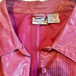 Raspberry Sequence Leather Jacket