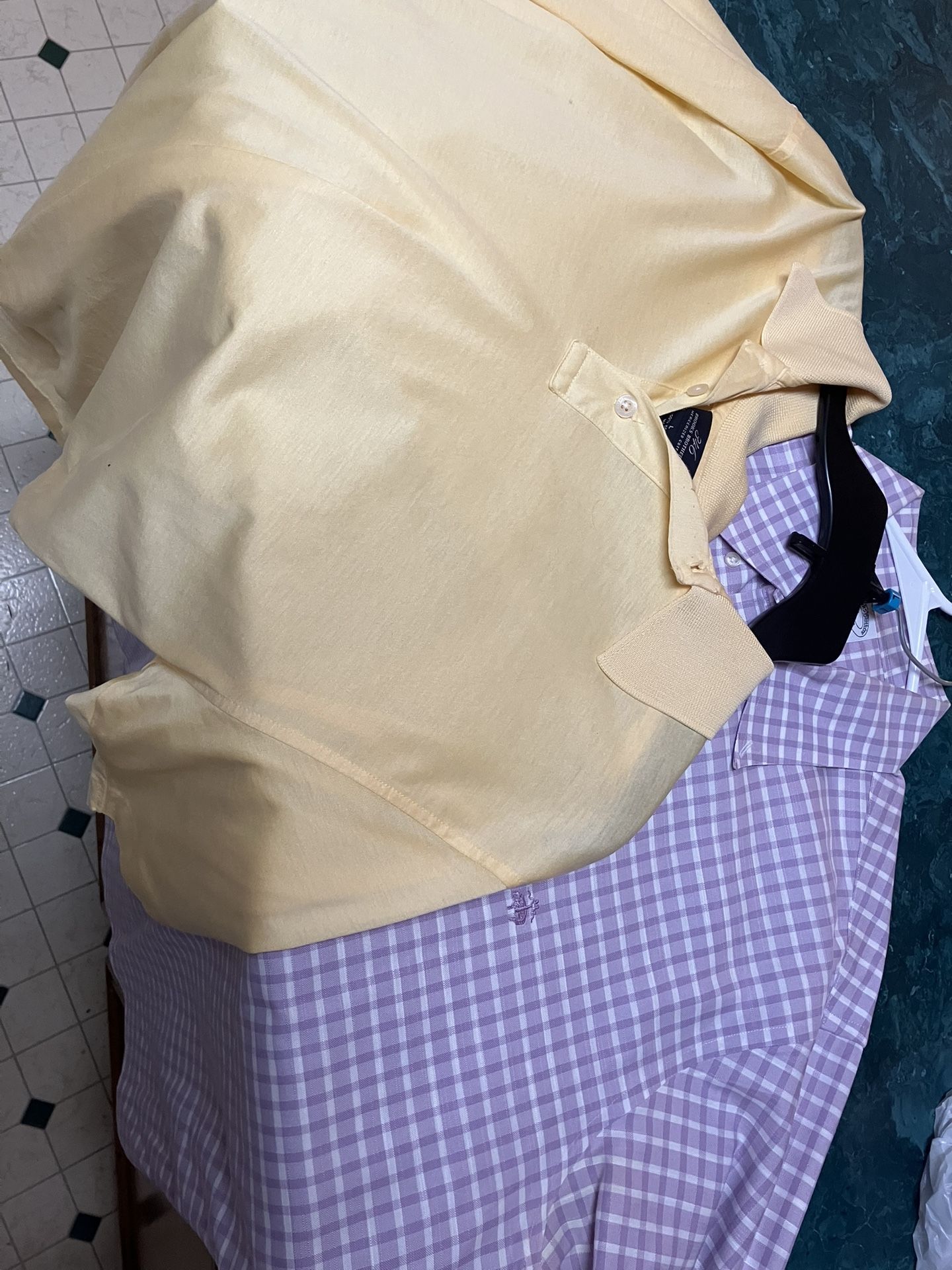 Brooks Brother 2pc Large Bundle Short Sleeve Yellow Polo&Purple Button Down