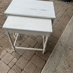 Antique Wood Nesting Tables (white)